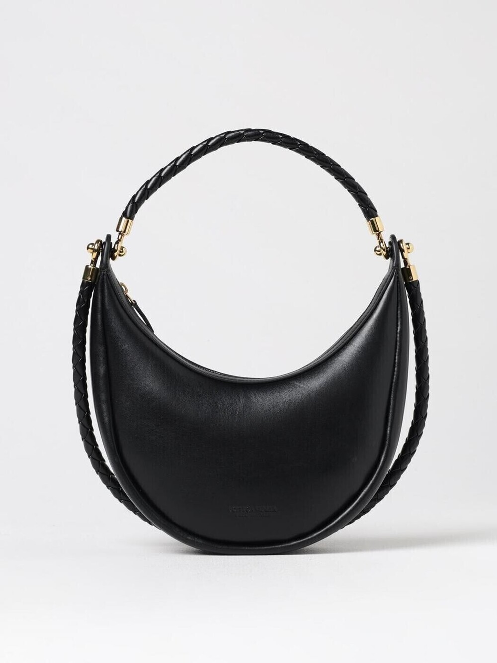 Bottega Veneta Leather Crescent Shoulder Bag Black